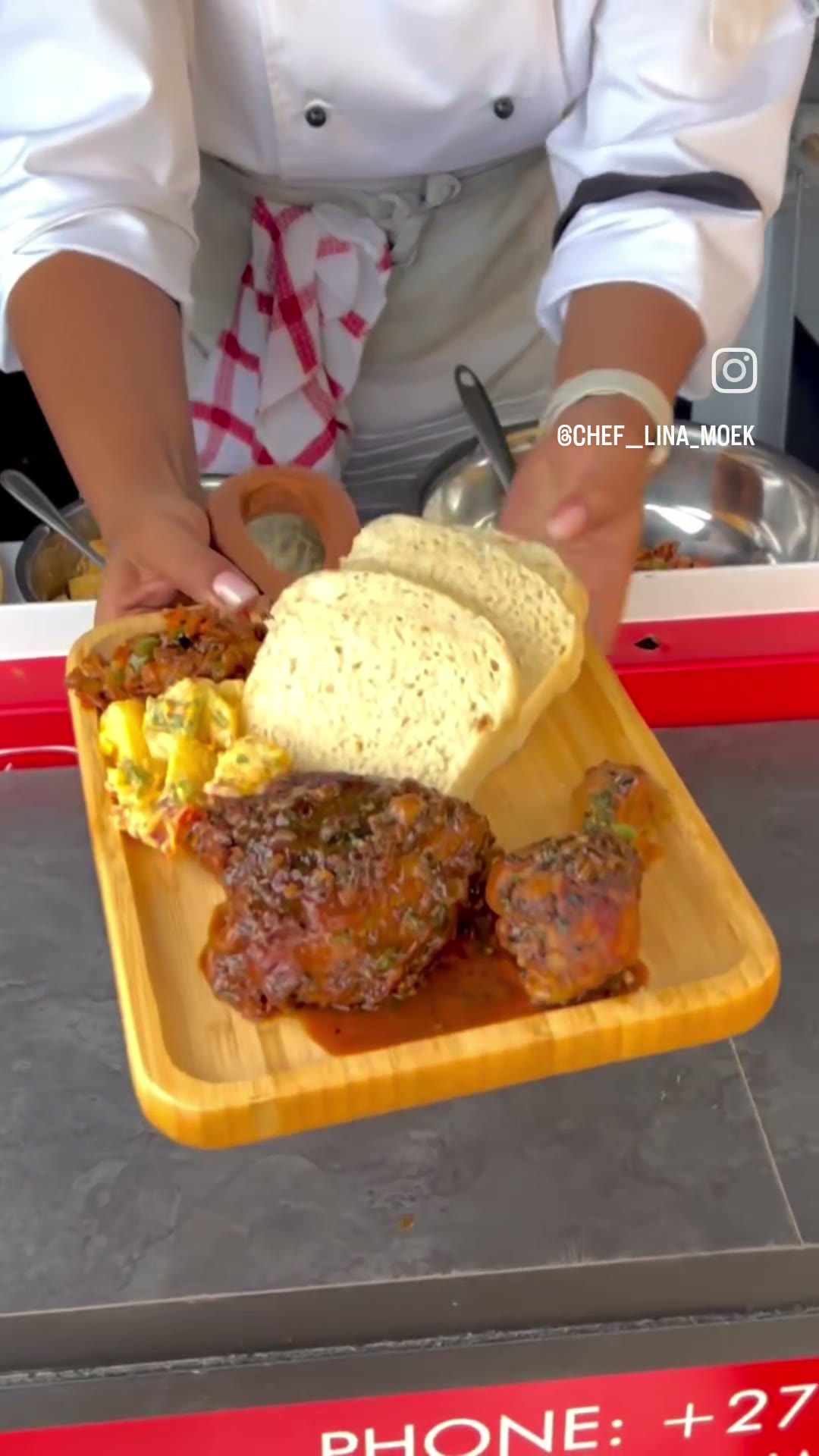 Chef Lina presenting a finished plate